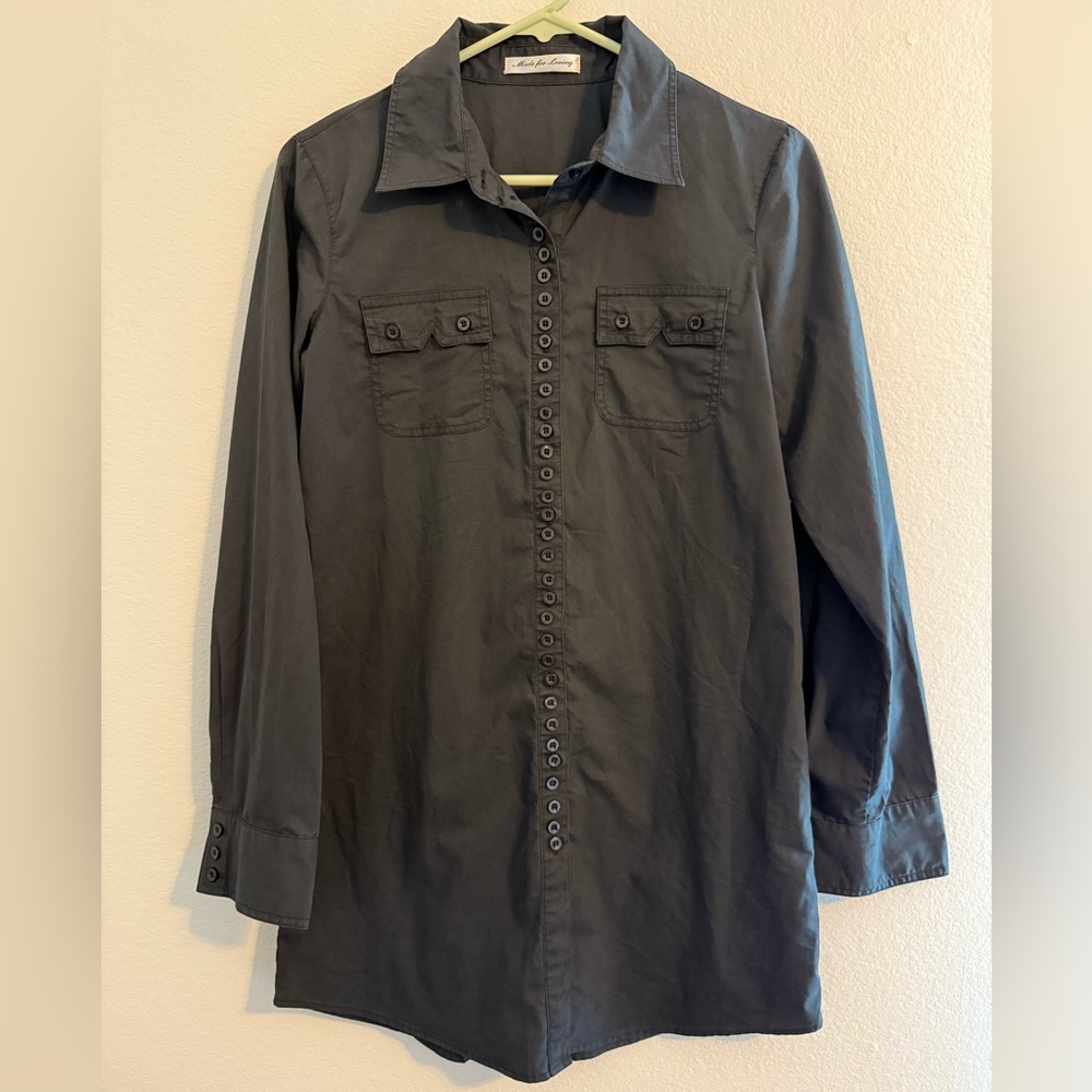 Made For Loving Black Y2K Button down